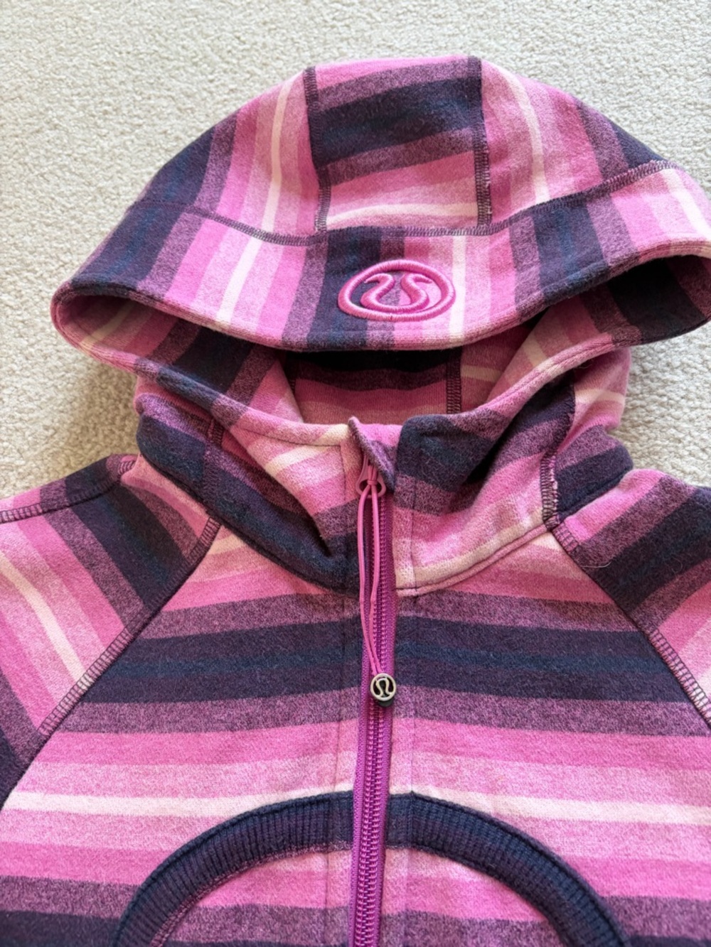 lululemon athletica Pink and Purple Striped Hooded Jacket - Picture 4 of 5